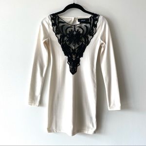 🆕 NWT Nasty Gal Lace Neckline Bodycon Mini Dress